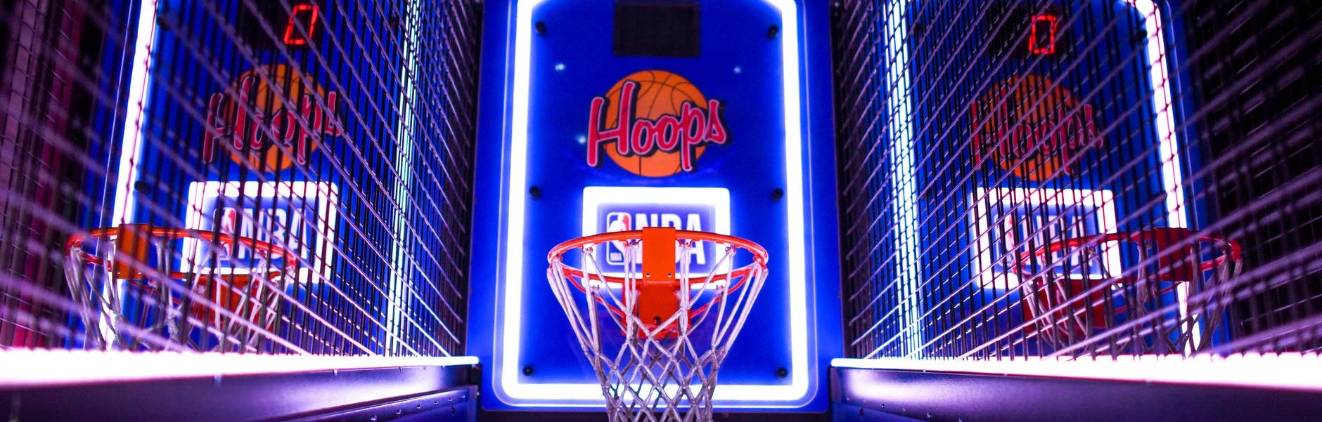 closeup photo of basketball arcade